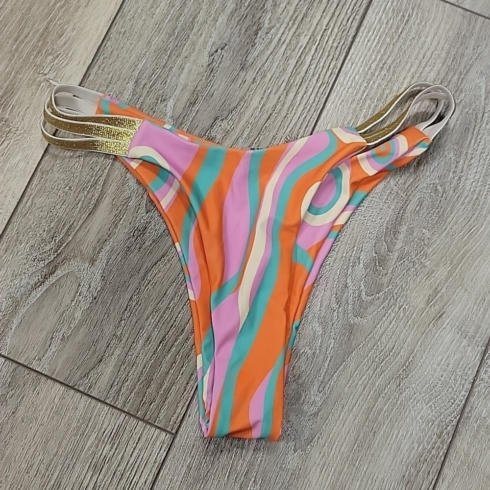 Orange Swirl Printed Bikini Bottom Size XSmall NEW